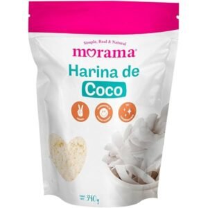 Morama Harina de Coco Orgánica, Natural con Fibra, Sin Gluten, Dieta Keto y Paleo, 340 gramos